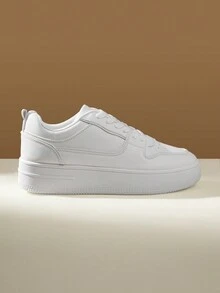 CUCCOO EASI Giày thể thao đế dày màu bạc kiểu dáng mới năm 2024 dành cho nữ, phần trên bằng lưới thoáng khí, giày thể thao thường ngày màu trắng cho không khí lễ hội năm mới, mùa thu và mùa đông. - trắng - Xem 2