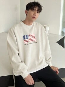 DAZY Letter Print Pullover Sweatshirt For Men, Tan Color, Autumn - Grey - View 7