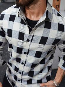 Manfinity Homme Áo sơ mi nam dài tay kẻ sọc flannel thường ngày - Nhiều màu - Xem 4