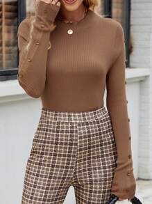 EMERY ROSE Women's Long Sleeve Crew Neck Fitted Sweater