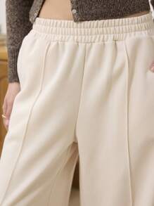 Aralina Pull On With Pockets & Pintuck Seam Detail Wide Leg Track Pants - Apricot - View 4