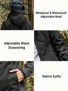 In My Nature 1pc Women Solid Color Drawstring Hooded Jacket With Pockets, Outdoor Sports Usewinter Women Tops Keep Warm - Black - View 7