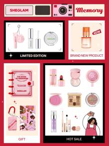 SHEGLAM Memory Box Advent Calendar Brand Beauty Makeup Face Paint Cosmetic For Women Girls Perfect For Winter Spring Ideal For Y2K Fancy Fashion Suitable For Birthday Gift Party Ready Best Color - Multicolor - View 2