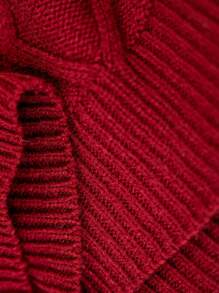 Calvaya Plus Size Women Heart Shape Print Crew Neck Long Sleeve Sweater - Red - View 7