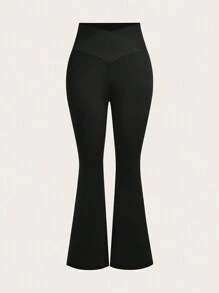 SHEIN EZwear 3pcs Women V-Waist Flare Leg Trousers Set - Multicolor - View 10