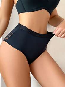1pc Lace Patchwork Triangle Panties, Charming Series