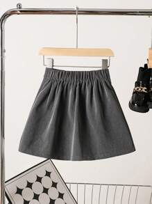 SHEIN 年轻女孩和年轻女孩休闲舒适工装 A 字长裙，适合春季、夏季和秋季，百搭单品，可搭配毛衣、T 恤和衬衫，女孩百褶裙