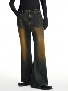 NEON BLANC Men's Non-Stretch Street-Style Flared Ankle-Length Denim Jeans