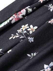 DAZY Bata suelta de manga larga con estampado floral completo y cintura con lazo