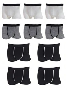 Manfinity Underwear&Sleepwear Basics 10 条装男士纯色三角裤 - 彩色 - 查看 5