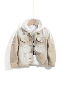 Jonge jongen Medium Wash Distressed Splatter Print Colliding Cowboyjack, Mode Casual