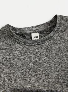 SHEIN 2st Tween Girls Knit Wrinkle Long Sleeve T-Shirt & Flared Byx Set - Grå - Visa 4