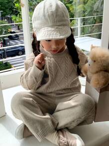 Dazy Kids Young Girl Solid Color Sweater And Pants Set, Casual, Autumn/Winter