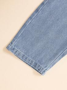 Infant Girls' Fall/Winter Fashion Denim Bib Pants And Long Sleeve T-Shirt Outfit, Casual Streetwear For Photoshoot