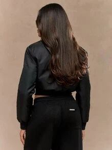 MISSGUIDED 时尚短款飞行员运动夹克风衣轻便秋冬时尚外套拉链街头风格 Y2K 运动休闲日常穿着 - 黑色 - 查看 2