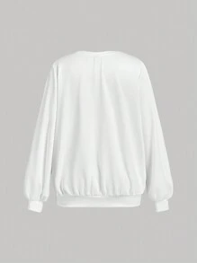 SHEIN MOD Áo nỉ in hình mèo và hoa nhiều màu, phong cách cung điện thanh lịch, giữ nhiệt - Nhiều màu - Xem 2