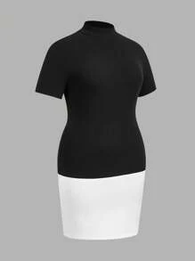 SHEIN Essnce Plus Size 2024 New Spring And Fall Thanksgiving Women Outfit Outfits Sexy Women Outfits Fall Clothes Princess Women Costume Elegant Women Dresses Sexy Black Dress Women Costumes Outfits Concert Women Outfit Fairy Costume Dress Summer Women Outfit Fall Women Outfits Commuter Office Lady Boss Style Color Block Patchwork Dress