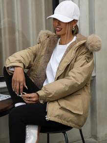 Aveloria Oversized Padded Padded Coat For Women, New Winter Clothes Thick Thermal Lined Mid-Long WorkwearPadded Insulated Polyfill Synthetic Insulation Winter Coat Winter Jacket Jacket Fall Cloth For Women