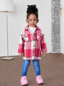 SHEIN 3pcs Baby Girl Plaid Shirt, Knit Sweater And Pants Set, Cute Outfit For Autumn/Winter - Red - View 6
