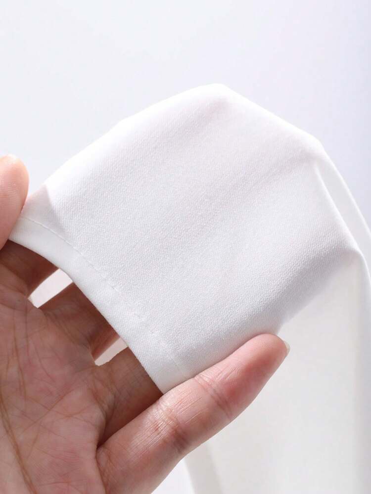 1pc Solid Color Fitted Tie Sleeve Ladies Blouse,Fall Clothes Long Sleeve Top