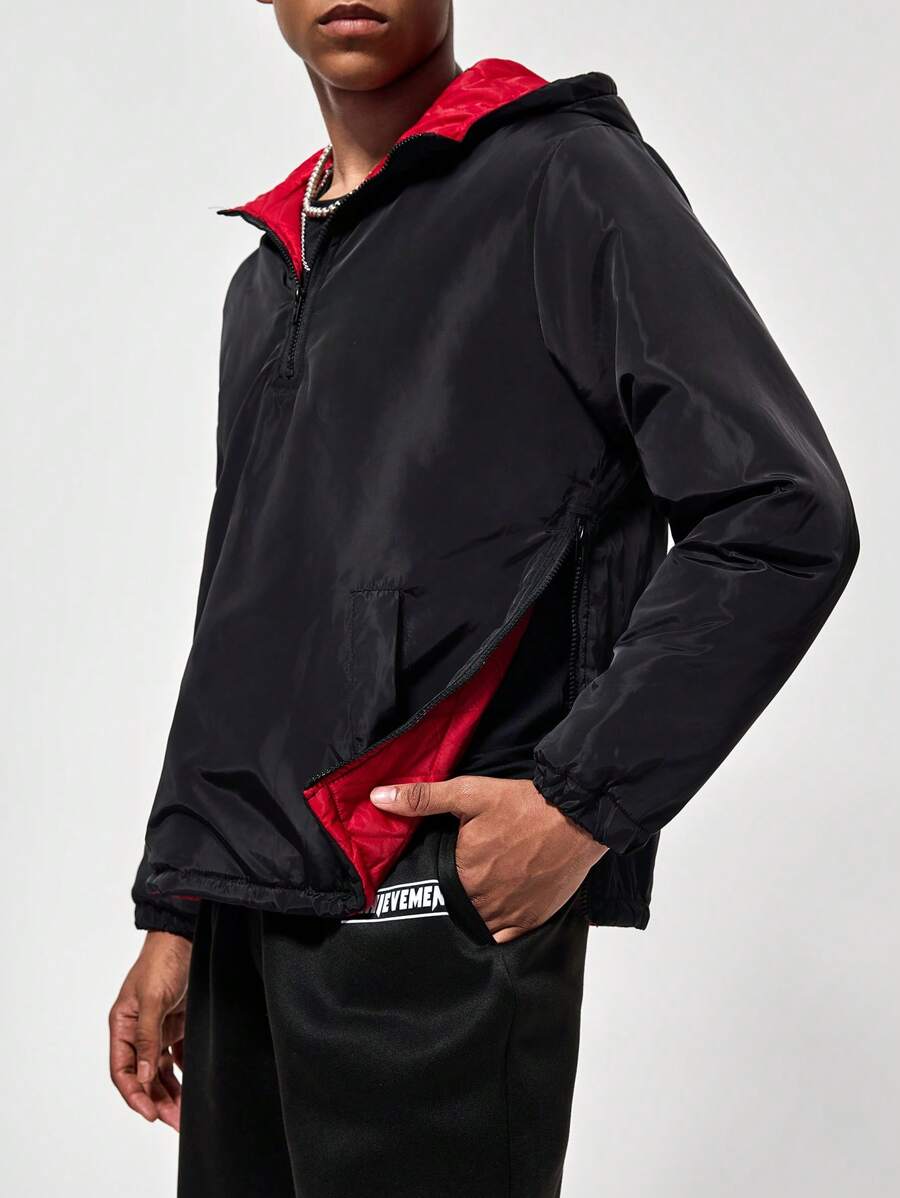 Retro Teen Boys Long Sleeve Hoodie Casual Jacket - Black - View 1