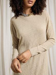 AiiRZ Sheer Light Knit Full Sleeve Drop Shoulder Drape Maxi Dress