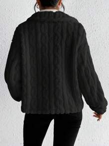 SHEIN Frenchy Women's Solid Color Front Button Long Sleeve Simplistic Jacket, Casual Everyday Wear