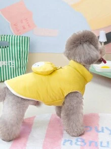 PETSIN Yellow Cute Pet Jacket With Leash, Padded & Warm For Autumn/Winter - Yellow - View 4