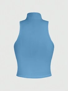 Gameset SHEIN Sport Colorblock Trim Half Zip Sleeveless Sport Tank Topblue - Blue - View 2