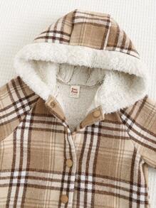Cozy Pixies Baby Girl Colorful Plaid Hooded Thick Casual Jacket, Windproof Long Elegant Coat With Hoodie