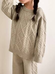 Dazy Kids Young Girl Solid Color Sweater And Pants Set, Casual, Autumn/Winter