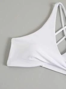 SHEIN Sports 女士简约纯色交叉带运动胸罩，适合健身房和户外活动 - 彩色 - 查看 4