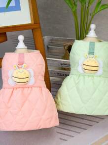 PETSIN Pink Bee Design Cute Flannel Warm Pullover Dress For Pets, Suitable For Autumn/Winter - Pink - View 7