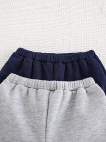 Cozy Pixies 2 件套年轻男孩字母图案连帽衫和抽绳运动裤 - 藍色 - 查看 9
