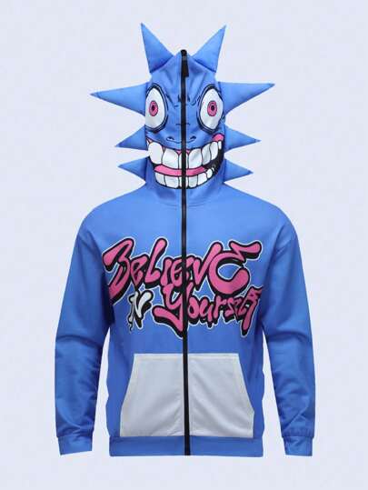 Street Life Men's Antler Shaped Zipper Hoodie Streetwear