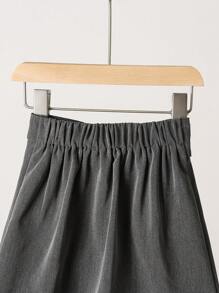 SHEIN 年轻女孩和年轻女孩休闲舒适工装 A 字长裙，适合春季、夏季和秋季，百搭单品，可搭配毛衣、T 恤和衬衫，女孩百褶裙