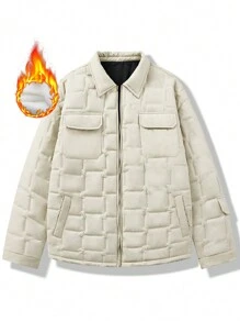 Manfinity Homme Men's Casual Padded Coat With Collar And Pockets - Apricot - View 8