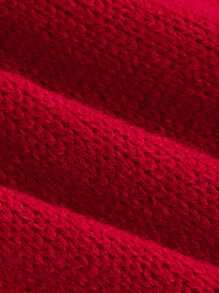 SHEIN EZwear 大码红色蜘蛛网图案保暖针织毛衣，适合万圣节、秋冬季 - 紅色 - 查看 4