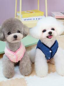 PETSIN Abrigo para mascota cálido y amigable con correa, decorado con moño rosa, para otoño/invierno - Rosa - Ver 5