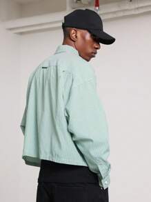 SUMWON Koszula w paski z guzikami w rozmiarze oversize, Lucky Charm, swobodna, z długim rękawem, na Dzień Świętego Patryka, irlandzkie święto, luźny krój, z kieszenią na piersi