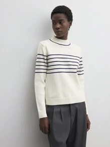 BizChic 圣诞白色条纹毛衣、时尚通勤上衣、感恩节优雅假日女装， - 彩色 - 查看 2