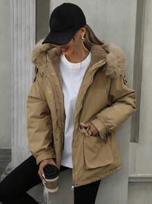 Aveloria Oversized Padded Padded Coat For Women, New Winter Clothes Thick Thermal Lined Mid-Long WorkwearPadded Insulated Polyfill Synthetic Insulation Winter Coat Winter Jacket Jacket Fall Cloth For Women