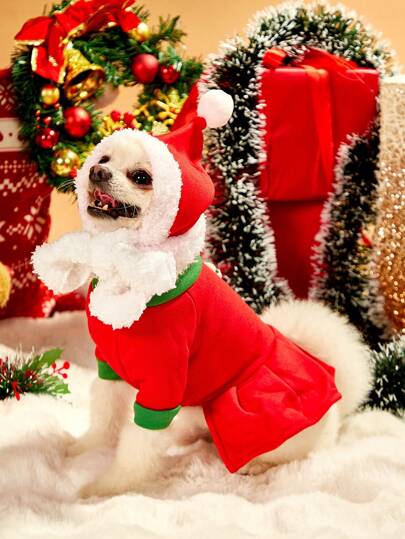 PETSIN 1 件红色圣诞宠物连衣裙，适合猫和狗，可以在圣诞节穿着
