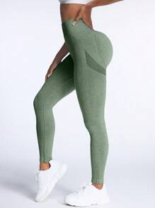 Seamluxe SHEIN Sport Mallas deportivas sin costuras de tiro alto con bloques de color