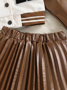 SHEIN 2 bộ trang phục phong cách thường ngày thanh lịch ngọt ngào sang trọng cho bé gái - màu nâu - Xem 5