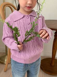 Dazy Kids Young Girl Turndown Collar Knitted Sweater