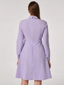 TaskEZ Solid Color Long Sleeve Pocket Casual Uniform Nurse Dress