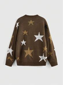 ROMWE Hippie 女士休闲圆领落肩长袖万圣节月亮和星星毛衣 秋冬季 - 彩色 - 查看 4