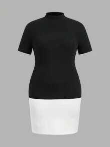 SHEIN Essnce Plus Size 2024 New Spring And Fall Thanksgiving Women Outfit Outfits Sexy Women Outfits Fall Clothes Princess Women Costume Elegant Women Dresses Sexy Black Dress Women Costumes Outfits Concert Women Outfit Fairy Costume Dress Summer Women Outfit Fall Women Outfits Commuter Office Lady Boss Style Color Block Patchwork Dress