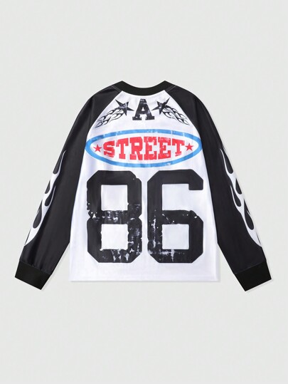 Street Life Camiseta deportiva de manga larga con bloques de color para hombre